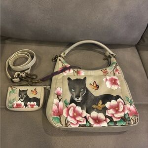 Anuschka Panther Floral bag with coin purse